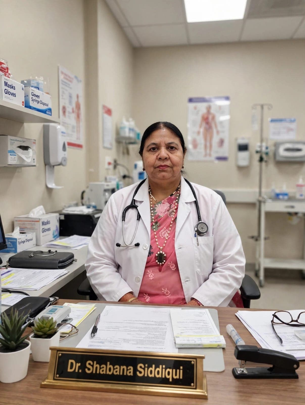 Dr. Shabana Siddiqui with a patient in consultation